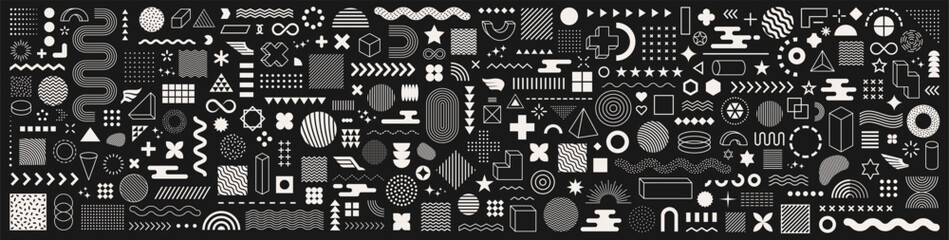 Wall Mural - set of abstract graphic element. geometric shapes. memphis design, sticker pack, y2k, aesthetics, br