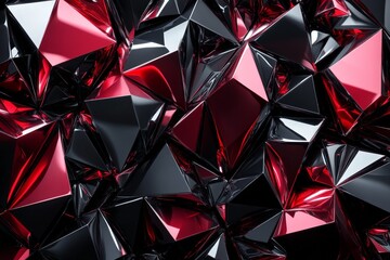 Fototapete - Intricate geometric shapes in shades of black and red create a striking textured surface