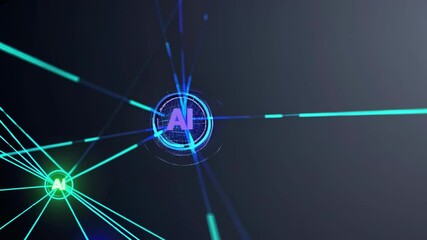 Aufkleber - Exploring the connections of a digital network with vibrant lights and patterns