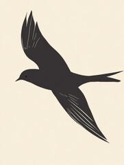 Poster - Elegant silhouette of a bird in flight showcasing the beauty of nature and freedom during daylight. Generative AI
