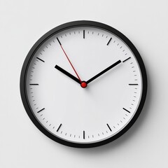 Leinwandbilder - Modern wall clock showing time with minimalist design, prominently featuring black hands and a red second hand. Generative AI