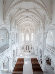 Wall Mural - Empty Church Interior with Pews