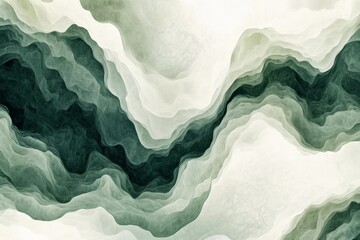 Fototapete - Abstract green and white layered texture flowing in waves creates a tranquil atmosphere suitable for design projects