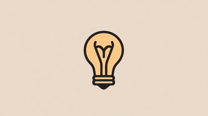 Poster - Stylized light bulb illustration with warm shades representing creativity and innovation in a minimalistic design. Generative AI
