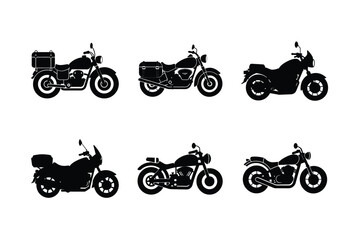 Wall Mural - Motorcycle touring silhouette on white isolated background