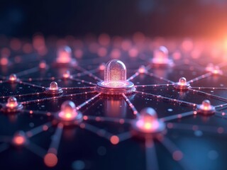 Wall Mural - interconnected nodes in a blockchain network illustrating data exchange among digital participants