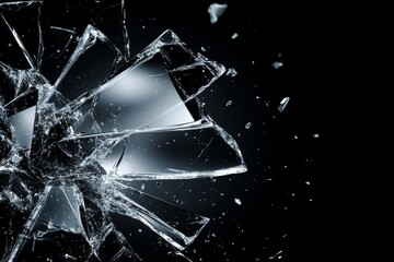 Aufkleber - A simple design of a shattered glass effect, with clean, bold lines breaking apart from the center, symbolizing disturbance