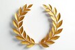 © AiGallery - Single golden laurel wreath garland on white backdrop, decorations, sparkle