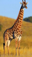 Poster - Giraffe standing savanna grassland sunset Africa wildlife