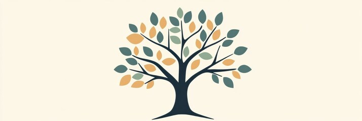 Poster - Tree icon featuring branches and leaves in a minimalist design suitable for various uses and applications. Generative AI