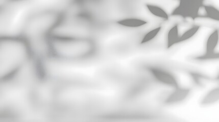 Poster - Minimalist Natural Tree Leaves Shadow Overlay on a Clean White Wall Background Featuring Smooth Soft Edges and an Interplay of Light and Shadow Evoking a Tranquil and Elegant Atmosphere