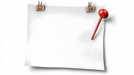 Poster - Isolated paper note pinned with a bold red thumbtack on a clear background showcasing a clean and practical design suitable for business reminders presentations and creative displays