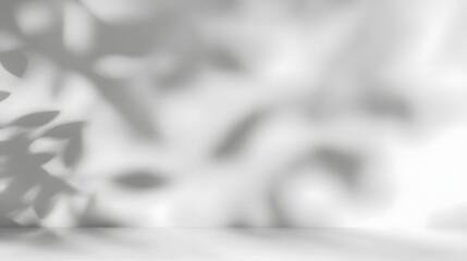 Poster - Captivating abstract image showcasing the delicate shadows of tree leaves gently cascading and dancing across a bright white wall