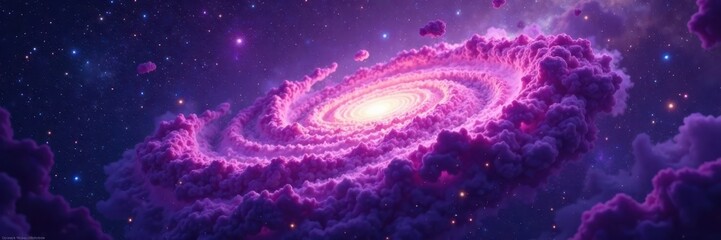 Wall Mural - Swirling purple nebula, cosmic dust clouds, distant stars , iridescent, dust clouds