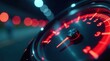 © vattana - Night Driving Close-up of Illuminated Vehicle Gauge Reflecting City Lights