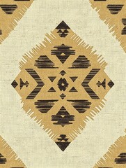 Wall Mural - Subtle Tribal Geometric Pattern with Understated Elegance in Beige and Cream Tones