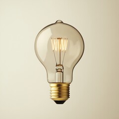 Aufkleber - Elegant light bulb with warm glow, showcasing vintage design against neutral background. Generative AI