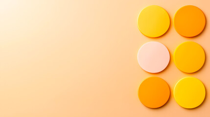 Fototapete - Colorful round shapes arranged in a pattern on a soft background in a bright indoor setting