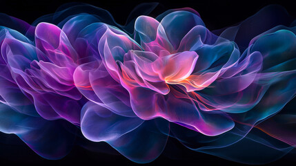 Aufkleber - Colorful abstract wave formations in a fluid motion display with glowing effects