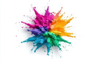 A vibrant explosion of colorful powders creates a dynamic and energetic visual, perfect for artistic expressions and creative themes.