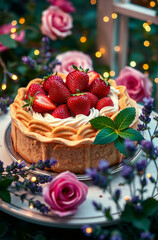 Canvas Print - cake with strawberries