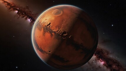 Wall Mural - amazing red planet mars in deep stellar space. journey to mars concept. mars in the starry sky. red 