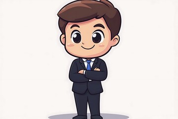 Wall Mural - 3D Businessman Avatar Simple Corporate Mascot