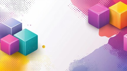 Colorful Geometric Cubes with Abstract Background Design Elements