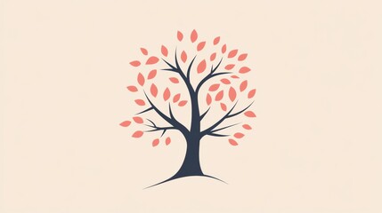 Aufkleber - Beautiful tree icon featuring branches and leaves in vibrant colors representing nature and growth. Generative AI