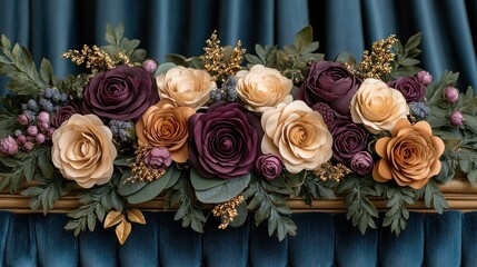 Canvas Print - Autumnal paper flower arrangement, ceremony backdrop