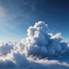 Wall Mural - soft white cloud amidst a deep blue sky with gentle wisps of fog, fog, nature, atmosphere