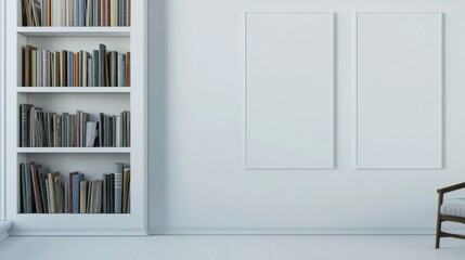 Wall Mural - a chair in front of a book shelf with books