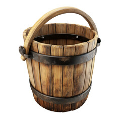 Aufkleber - A Rustic Wooden Bucket With Metal Bands