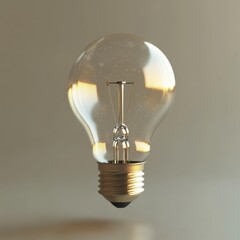 Aufkleber - Bright light bulb floating in air showcasing vintage design with warm hue glow. Generative AI