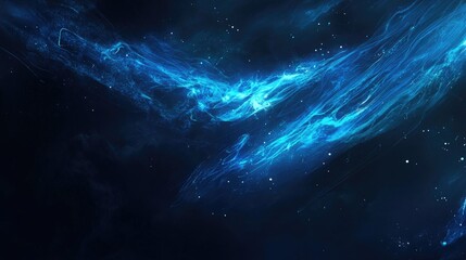 Wall Mural - abstract blue glowing banner with interconnected lines and cosmic elements ideal for technology and 