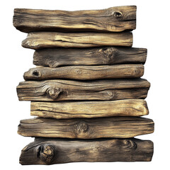 Poster - Stacked Weathered Wooden Logs Showing Grain and Knots