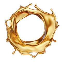 Wall Mural - a digitally rendered image showcases a vibrant golden liquid forming a perfect circular splash again