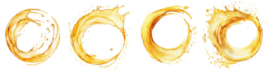Wall Mural - Golden Liquid Splashes Forming Circular Patterns