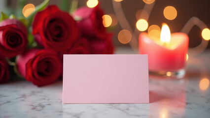 Wall Mural - Romantic Roses & Blank Card Valentine's - Valentine's Day