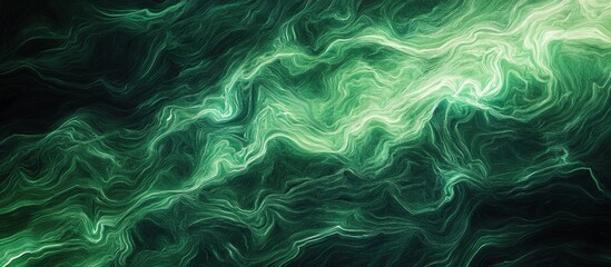 Wall Mural - Neon Green Wavy Background Abstract Texture with Fluid Lines and Empty Space for Text or Graphics