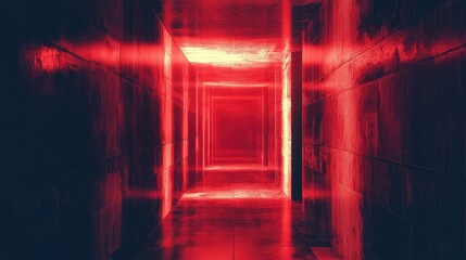 Wall Mural - dark abstract corridor with red lighting for horror or thriller themes in film and digital art backg