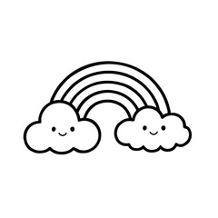 cute cloud rainbow illustration for coloring books