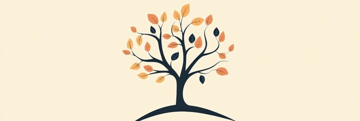 Aufkleber - Colorful tree icon with branches and leaves designed for nature themes or environmental concepts. Generative AI