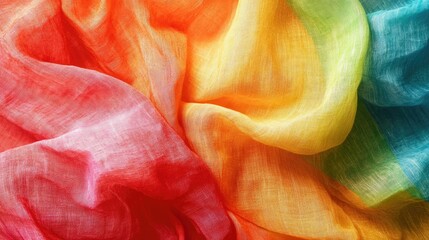Wall Mural - colorful crumpled linen fabric backdrop with soft light highlighting rich textures and hues ideal fo