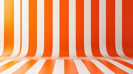 Canvas Print - vibrant orange and white striped abstract background for creative design projects