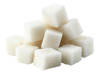 Wall Mural - Pile of white sugar cubes stacked together, isolated on transparent cutout background