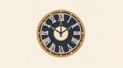 Leinwandbilder - Decorative clock with Roman numerals displaying time on a beige background. Generative AI