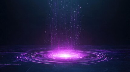 Wall Mural - neon purple holographic light burst on dark background for futuristic technology and ai concepts wit