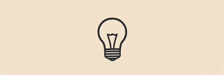 Aufkleber - Light bulb illustration on a beige background showcasing classic design with intricate details of filament and base. Generative AI