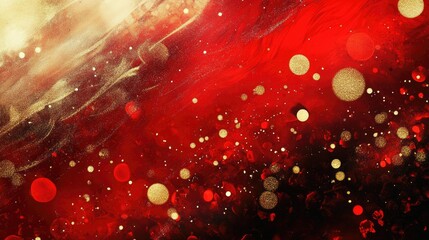 Wall Mural - elegant red and gold christmas background with bokeh lights and sparkles for festive decor and holid